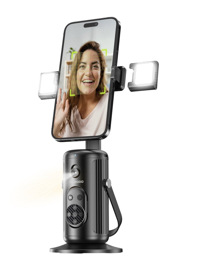 Face Tracking Smart Mount with  Detachable Fill Light and Gesture Control / Wireless Shutter - Black