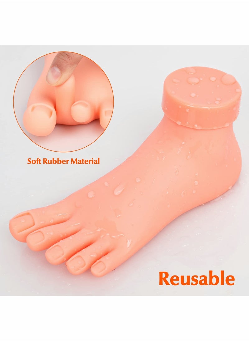 Flexible Silicone Foot Model for Nail Art Training - 1 Pair Movable Mannequin Legs for Acrylic Nails Display (Left & Right)