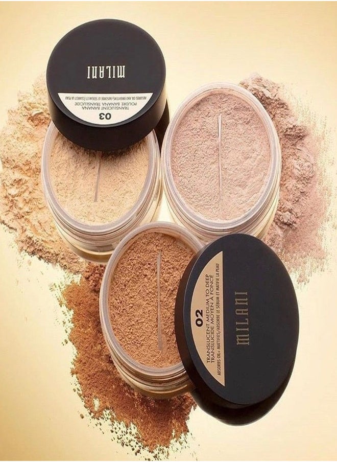 Milani Make It Last Setting Powder - 02 Translucent Medium to Deep (0.12 Ounce) Cruelty-Free Mattifying Face Powder that Sets Makeup for Long-Lasting Wear