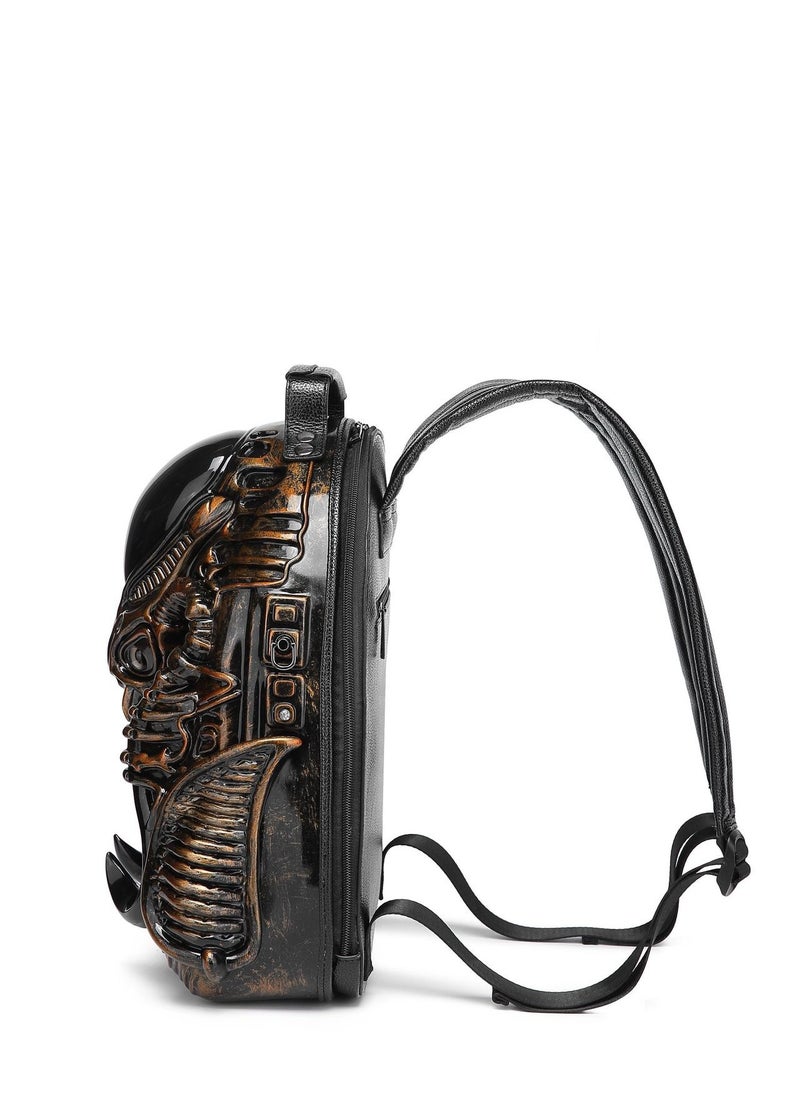 Fashionable and unique shaped backpack featuring a warrior style with street punk elements unisex design for both men and women.