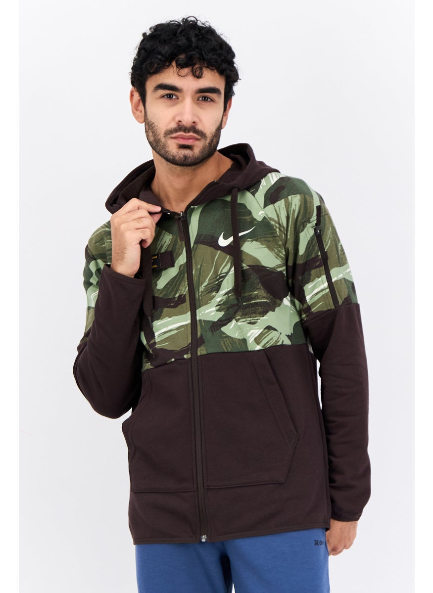 Men Sportswear Fit Long Sleeves Outdoor Sweatshirt, Dark Brown Combo