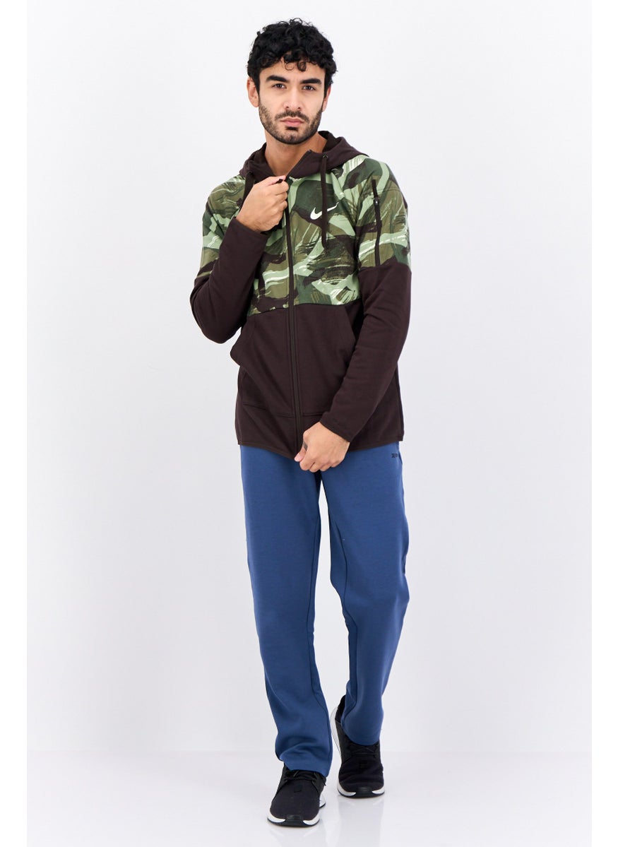 Men Sportswear Fit Long Sleeves Outdoor Sweatshirt, Dark Brown Combo