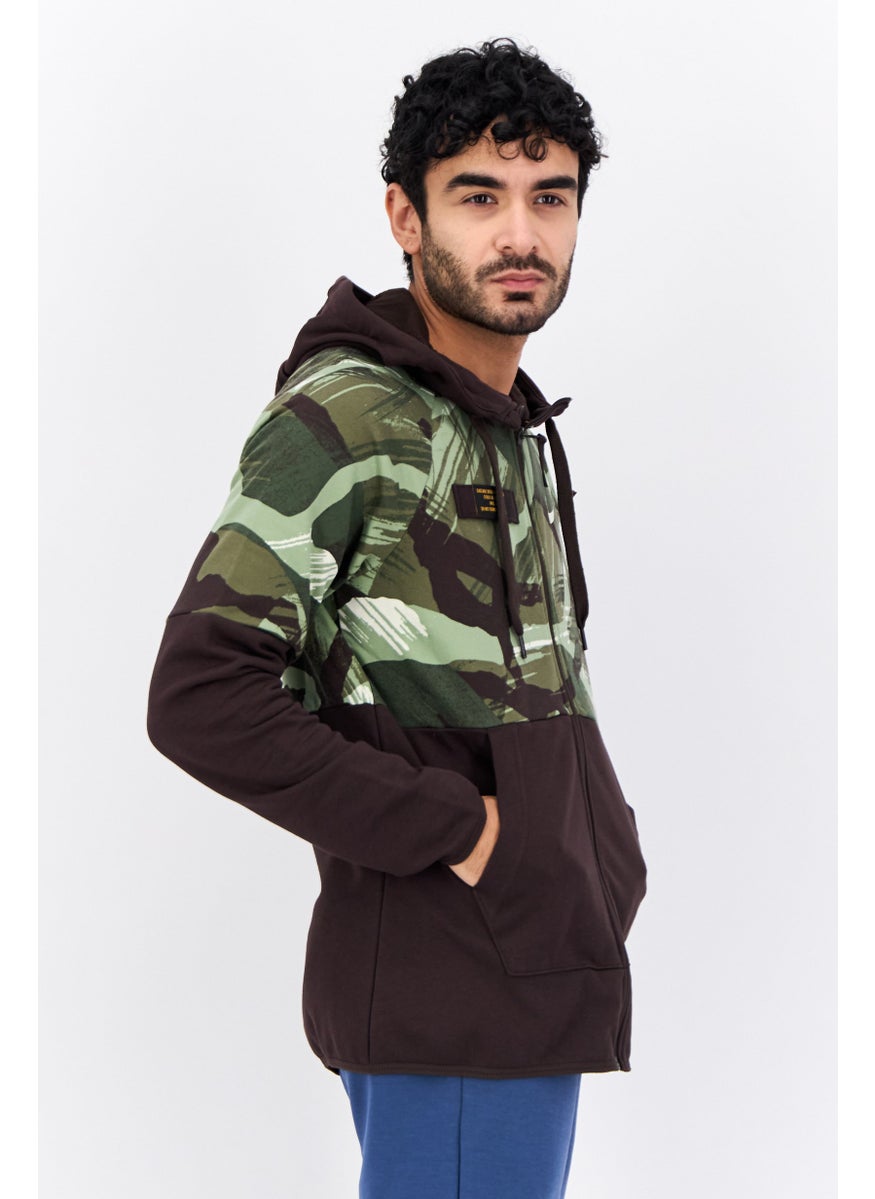 Men Sportswear Fit Long Sleeves Outdoor Sweatshirt, Dark Brown Combo