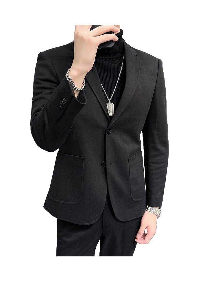 New Men's Casual Woolen Suit Jacket