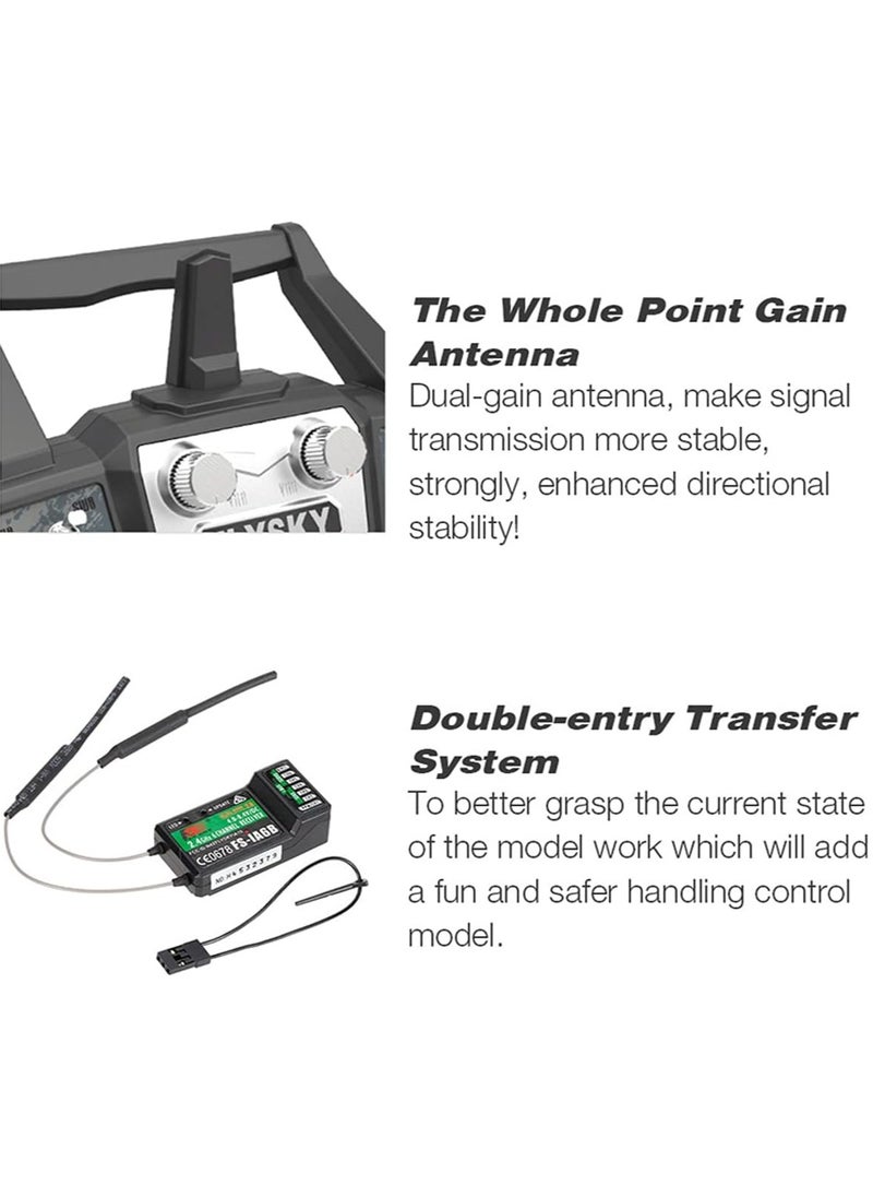 Flysky Fs-I6X 10Ch 2.4Ghz Rc Transmitter Controller with Ia6B Receiver Upgrade Cable for Rc Boat Racing Drone
