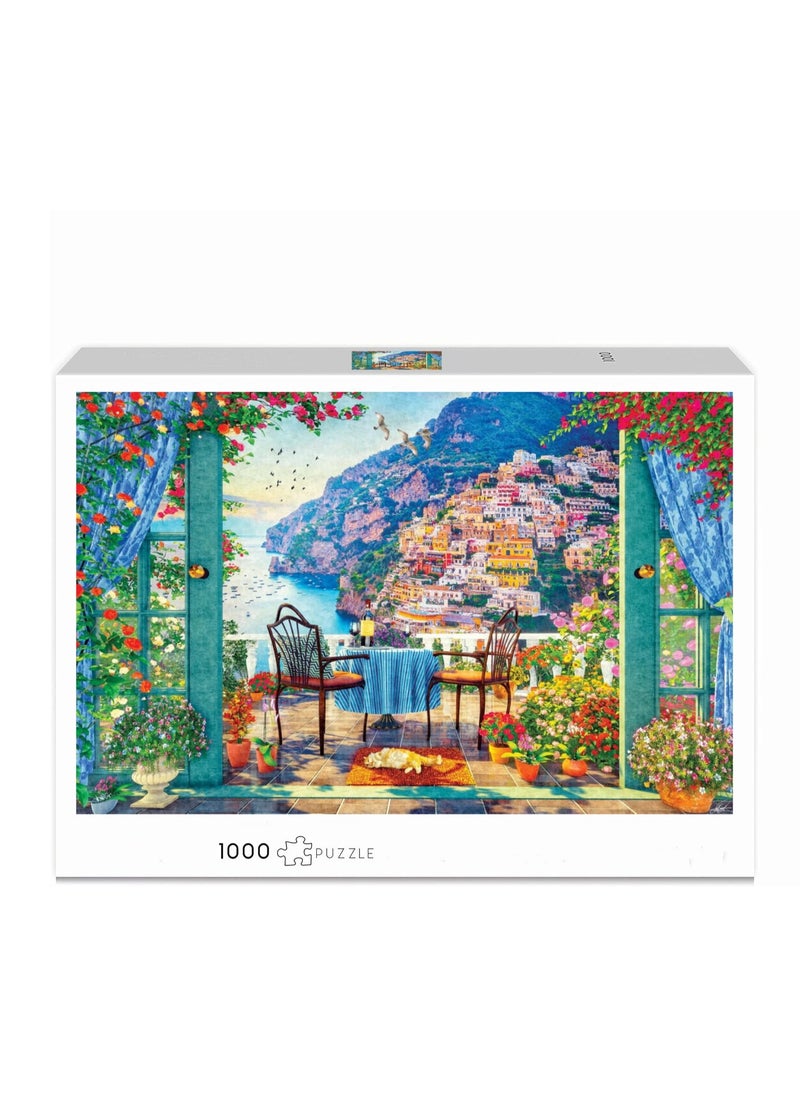 1000-Piece Creative Puzzle with Cartoon Landscape Design