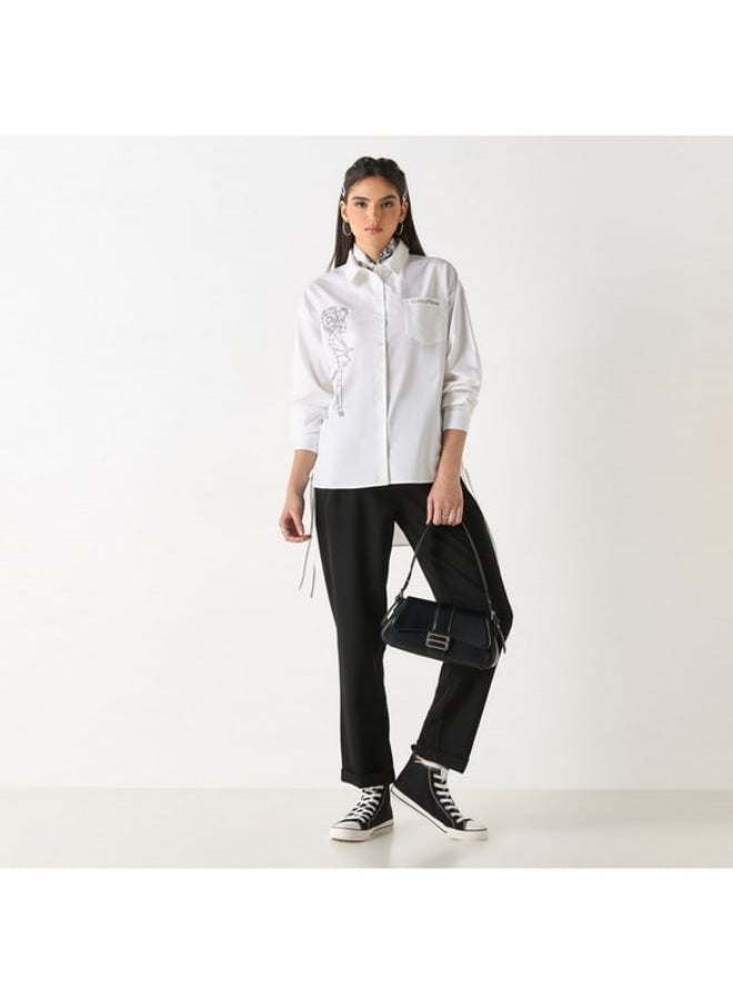 Sakura Haruno Embellished Shirt with Long Sleeves and Pocket