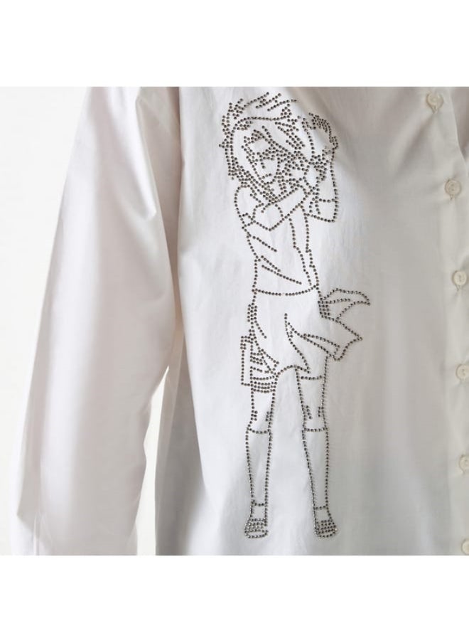 Sakura Haruno Embellished Shirt with Long Sleeves and Pocket