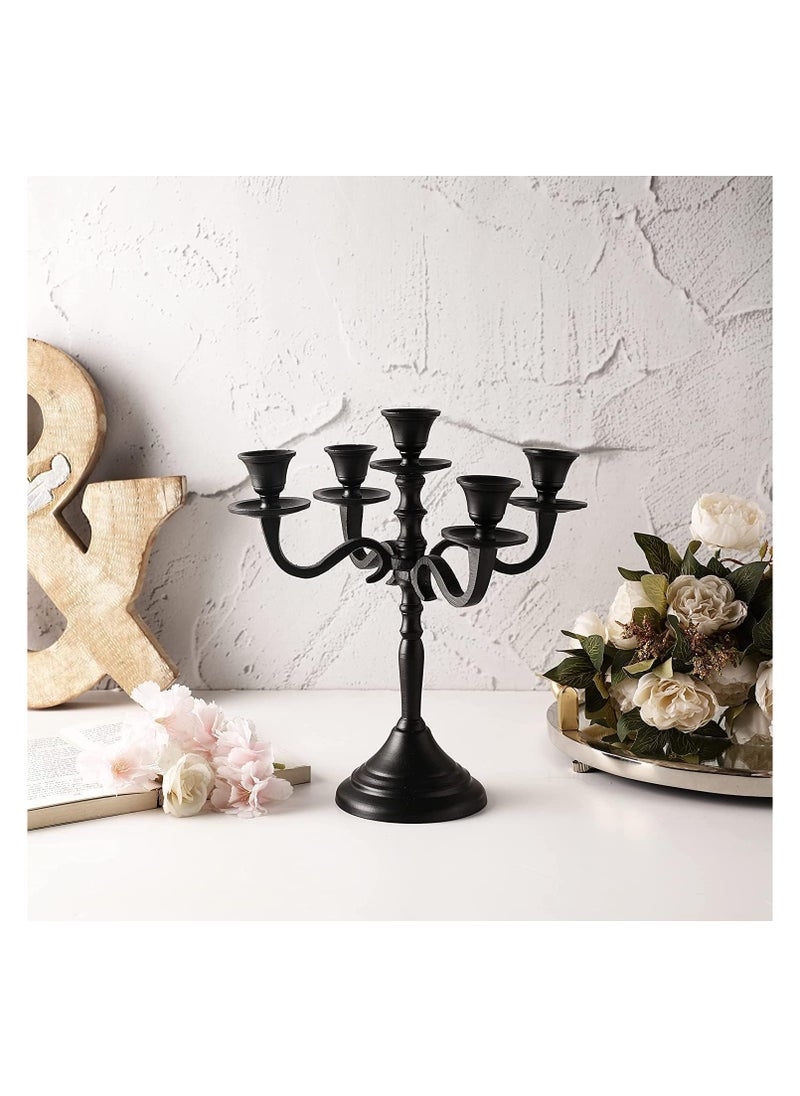 Five Arm Candle Holders Candle Stands Candlesticks For Home Decor Wedding Parties Dinning Table Centerpiece Thick Candles Black
