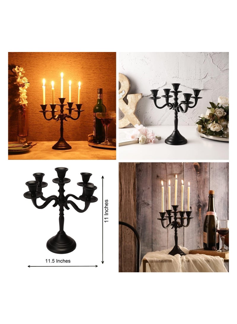 Five Arm Candle Holders Candle Stands Candlesticks For Home Decor Wedding Parties Dinning Table Centerpiece Thick Candles Black
