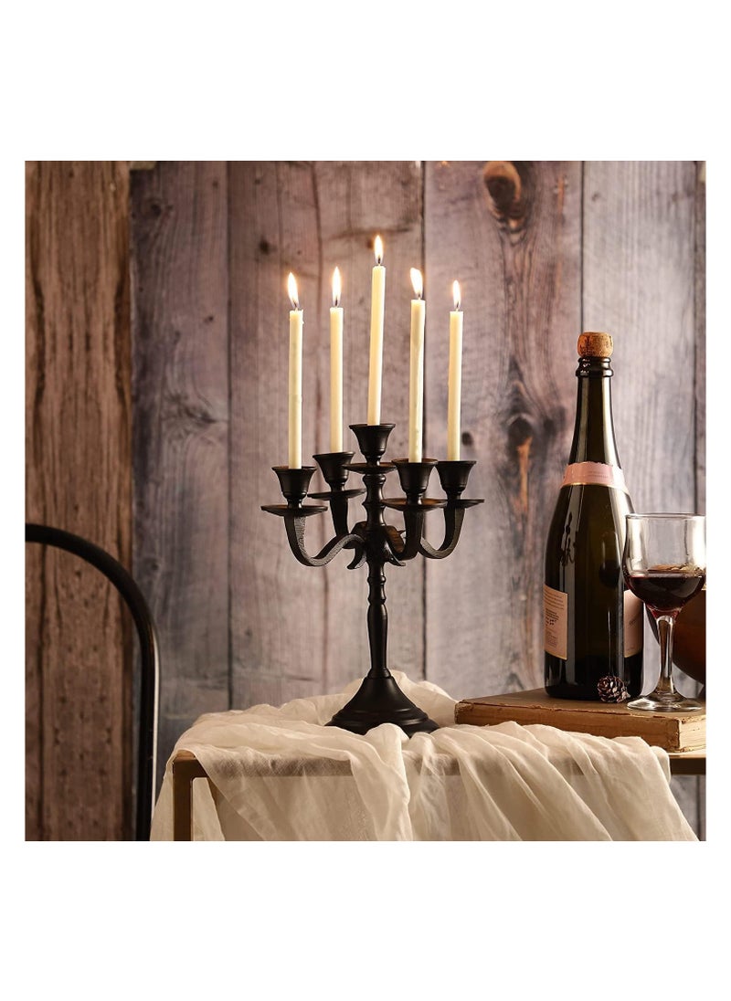 Five Arm Candle Holders Candle Stands Candlesticks For Home Decor Wedding Parties Dinning Table Centerpiece Thick Candles Black