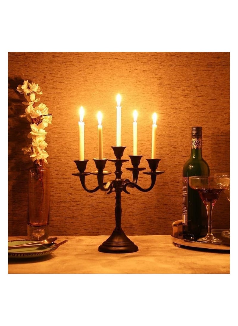 Five Arm Candle Holders Candle Stands Candlesticks For Home Decor Wedding Parties Dinning Table Centerpiece Thick Candles Black