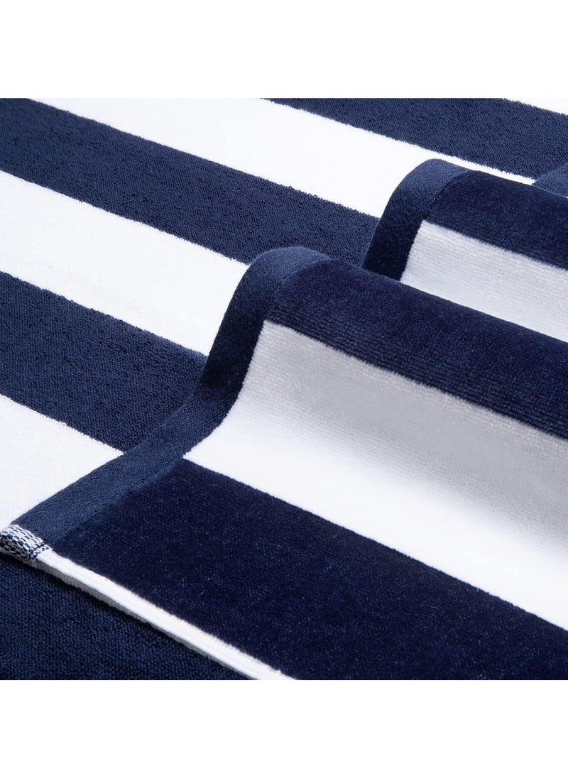 Oversized Beach Towels- Extra Large 100% Organic Cotton Summer Pool Cabana Stripe, Highly Absorbent u0026 Soft Towel Set (70x152 cm)