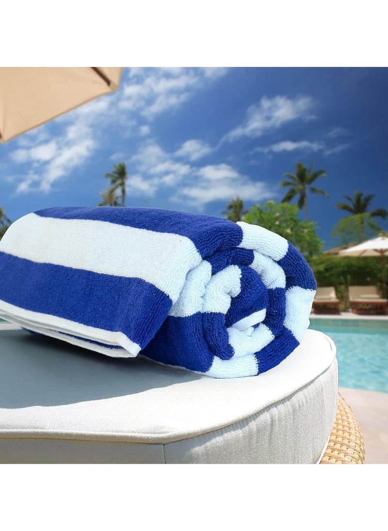 Oversized Beach Towels- Extra Large 100% Organic Cotton Summer Pool Cabana Stripe, Highly Absorbent u0026 Soft Towel Set (70x152 cm)