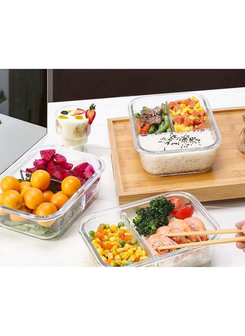 4 Pack, 35 oz( 2 u0026 3 Compartment) Glass Meal Prep Containers Glass Food Storage Containers with Lids, Lunch Containers  Portion Control, Airtight,microwave oven  safe