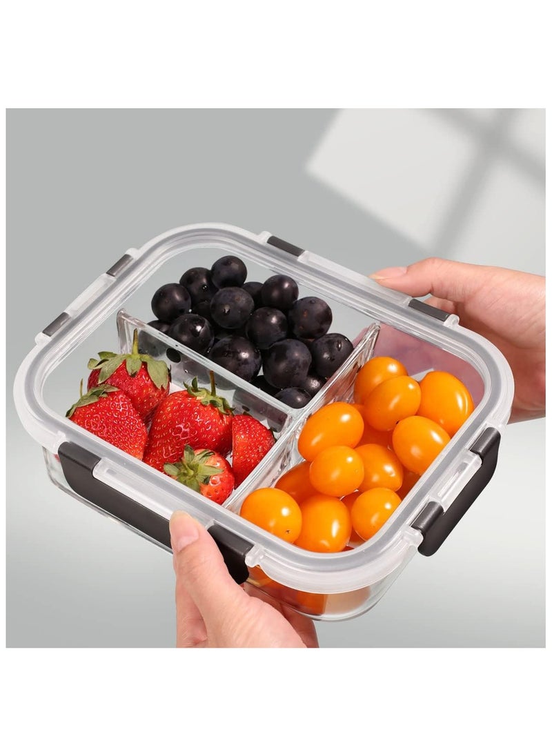 4 Pack, 35 oz( 2 u0026 3 Compartment) Glass Meal Prep Containers Glass Food Storage Containers with Lids, Lunch Containers  Portion Control, Airtight,microwave oven  safe