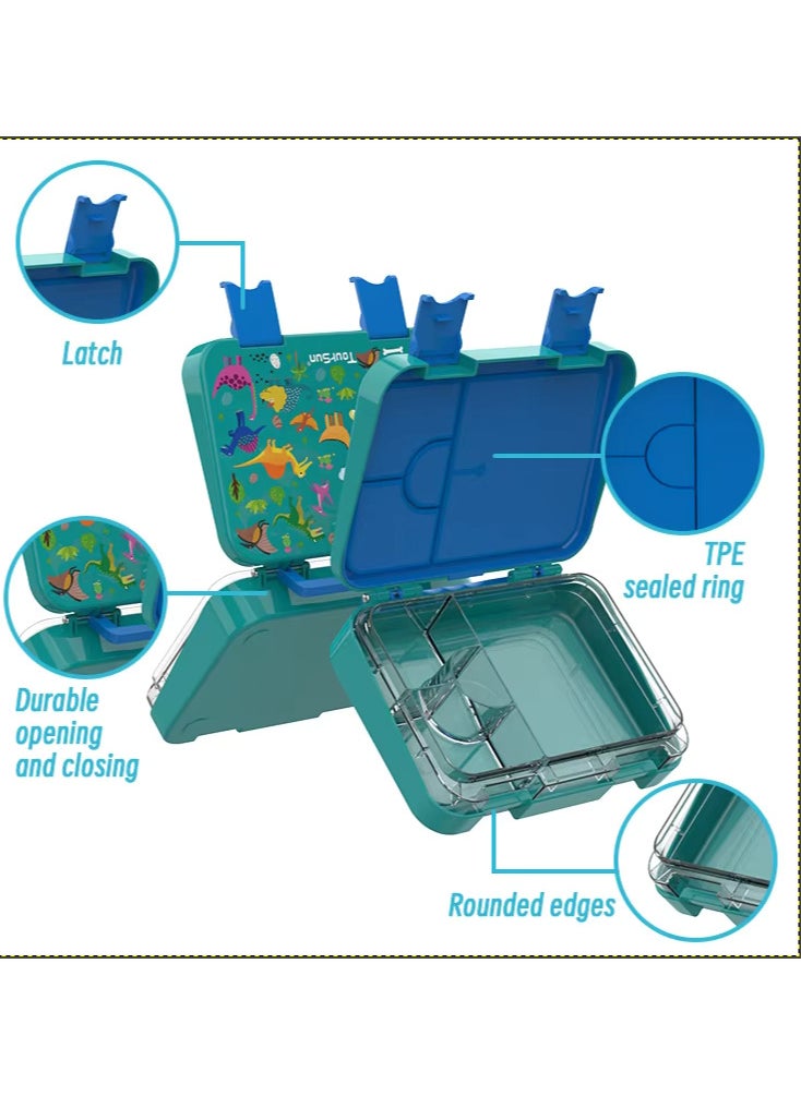 Lunch Box for Kids | Back-to-School Essential | 4 Compartments, Leak-Proof, BPA-Free | Freezer, Microwave u0026 Dishwasher Safe (Green)