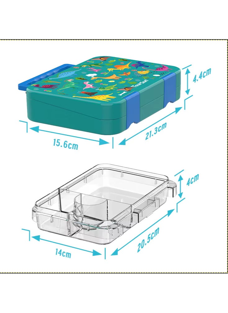 Lunch Box for Kids | Back-to-School Essential | 4 Compartments, Leak-Proof, BPA-Free | Freezer, Microwave u0026 Dishwasher Safe (Green)