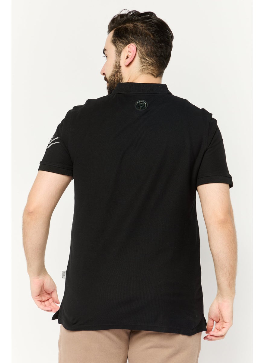 Plein Sport Men Sportswear Fit Short Sleeve Outdoor Polo, Black