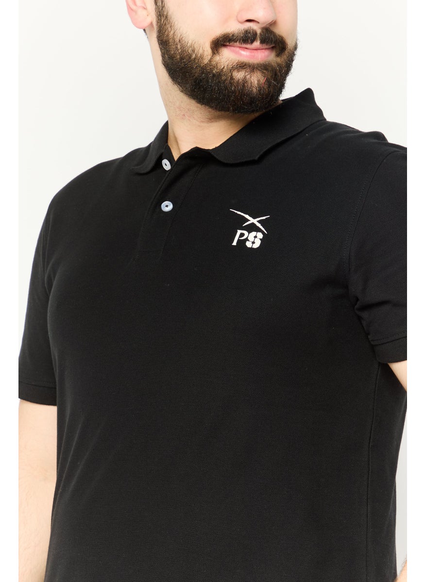 Plein Sport Men Sportswear Fit Short Sleeve Outdoor Polo, Black
