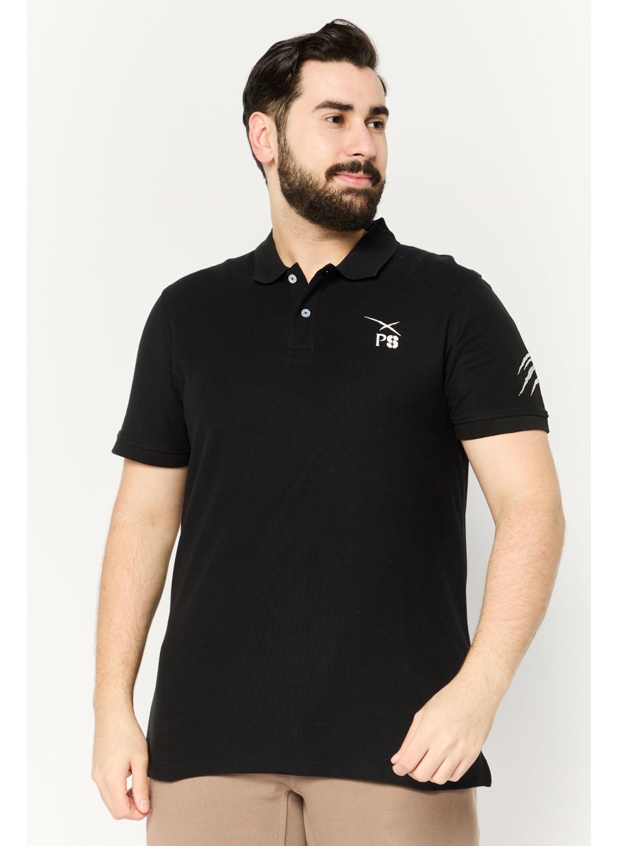 Plein Sport Men Sportswear Fit Short Sleeve Outdoor Polo, Black