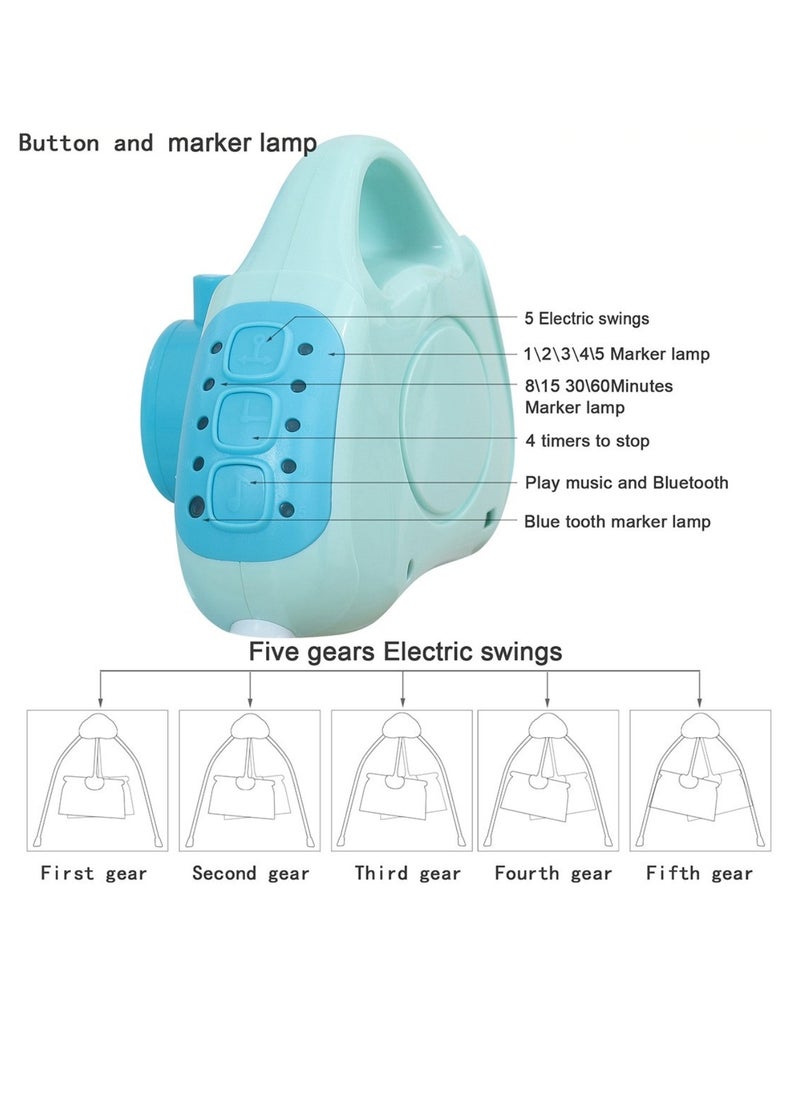 Baby Cradle Luxury Blue – Foldable Design with Adjustable Electric Swing, Bluetooth Music, & Remote Control – Ideal for Newborn Comfort and Convenience – Stylish & Compact