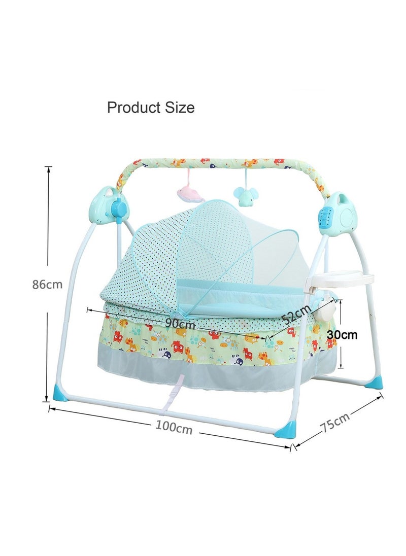 Baby Cradle Luxury Blue – Foldable Design with Adjustable Electric Swing, Bluetooth Music, & Remote Control – Ideal for Newborn Comfort and Convenience – Stylish & Compact