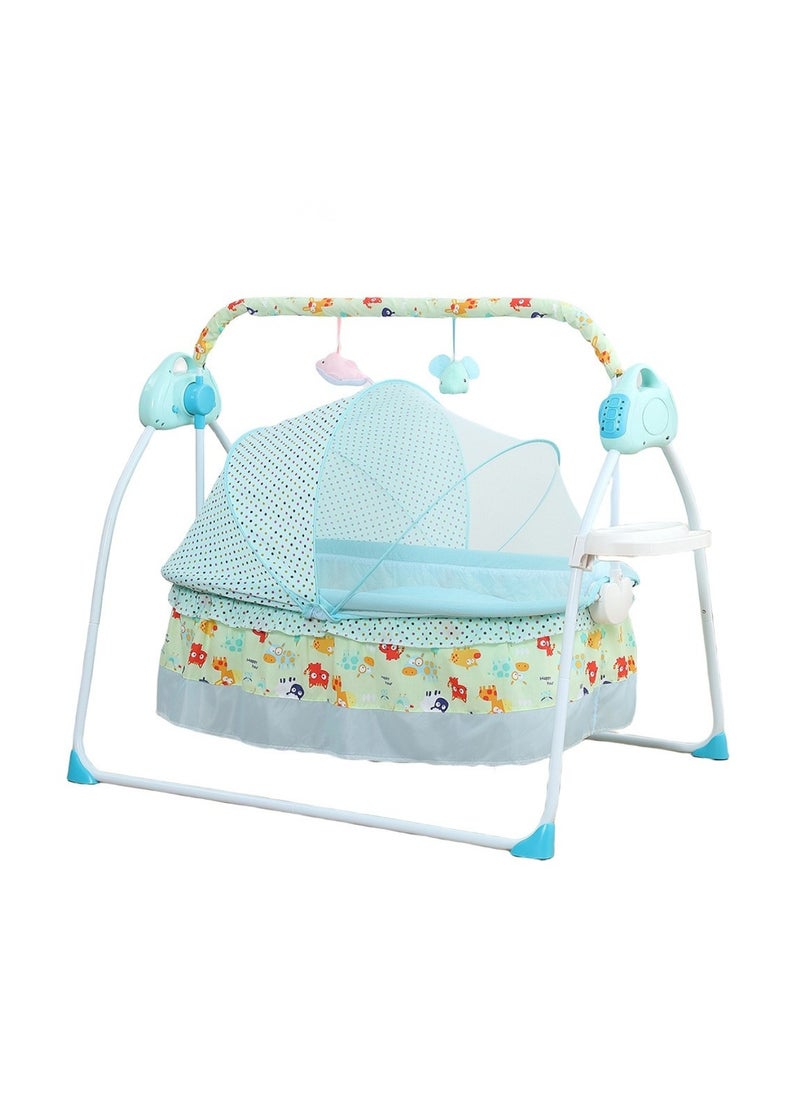 Baby Cradle Luxury Blue – Foldable Design with Adjustable Electric Swing, Bluetooth Music, & Remote Control – Ideal for Newborn Comfort and Convenience – Stylish & Compact