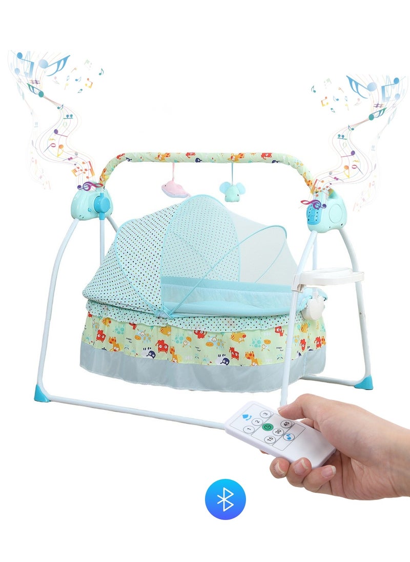 Baby Cradle Luxury Blue – Foldable Design with Adjustable Electric Swing, Bluetooth Music, & Remote Control – Ideal for Newborn Comfort and Convenience – Stylish & Compact