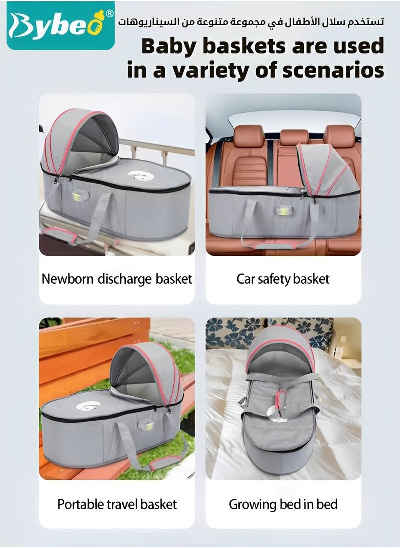 Baby Travel Bassinet Bed, Portable Bassinet On-The-Go Baby Dome, Newborns Sleep Bassinets, Travel Baby Lounger,  Infant Carry Cot for Boys Girls With Canopy, Suitable for Car, Travel, Home