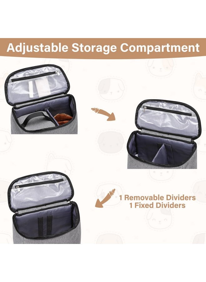 MOSISO Dog Travel Bag Backpack, Airline Approved Pet Accessories Organizer Backpack, Multi-Pockets Pet Supplies Storage Backpack with 2 Dog Food Baskets for Traveling Weekend Away, Grey