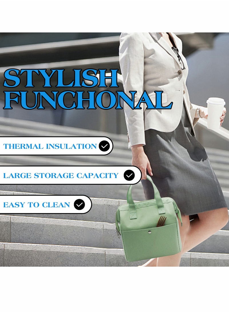 Lunch Bag Bento Bag, Thickened Thermal Insulation Refrigerated Tote Box Carrying for Students Ladies Men Picnic Work Outdoor (Light Green)