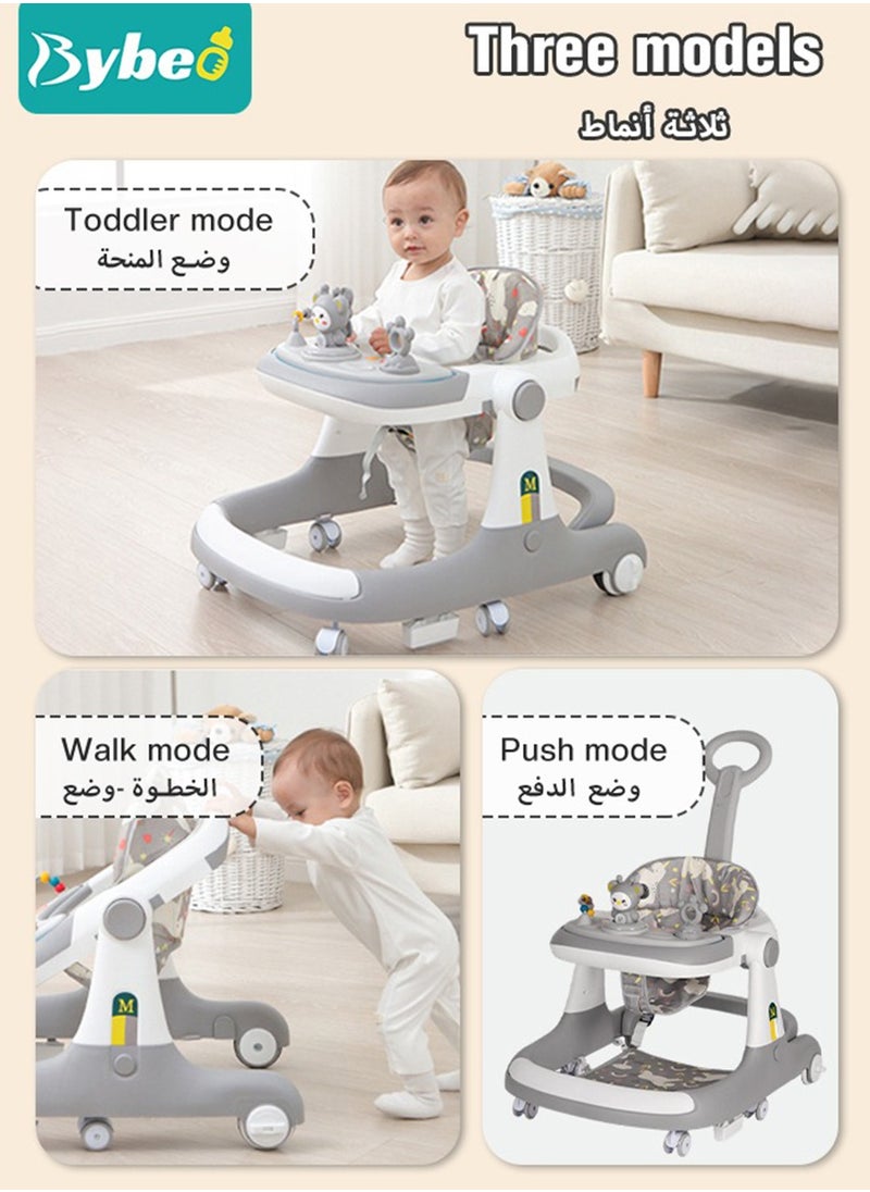 3 In 1 Baby Walker With Parent Push Handle And Big Comfortable Seat Cushion For Infants Children