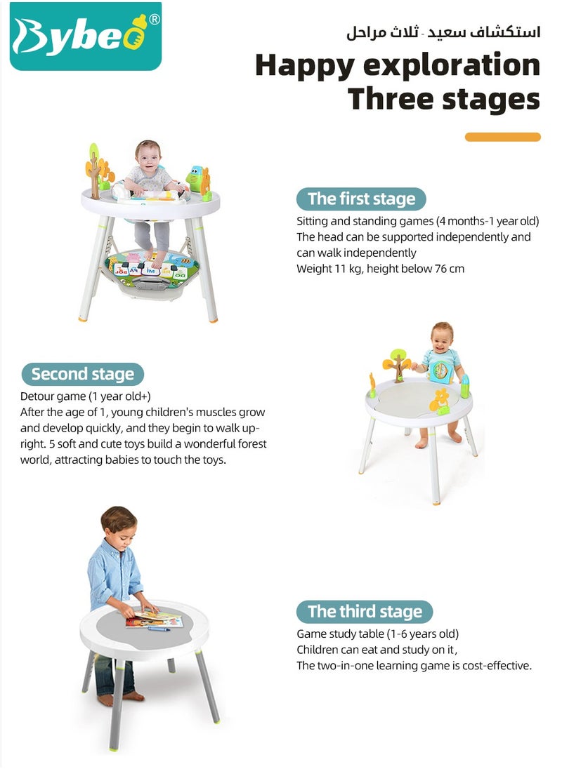 Baby Jumper, Adjustable Babies Bouncer, Multifunctional Activity Table, Walkers and Jumperoo, Kid Interactive Play Center, with Music Lights and Sounds, for 4 months to 6-year Infants and Toddlers