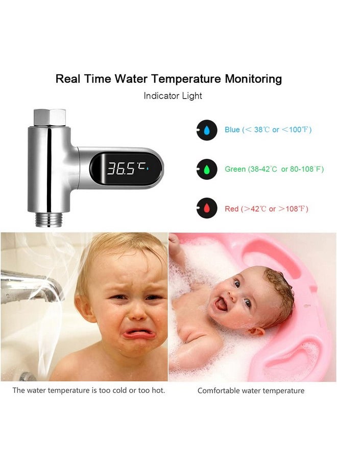 Matybobe LED Digital Shower Temperature Display 0~100℃ Baby Bath Water Thermometer Celsius/Fahrenheit Display 360° Rotating Screen for Home Kitchen Bathroom