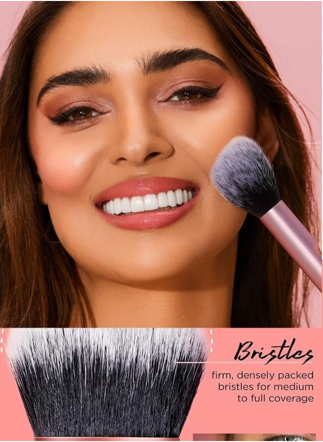 Make up Brush Set with Bonus Miracle Complexion Sponge -5 essential tools to master any look tapered -Multi Use Brush Set for Beginners