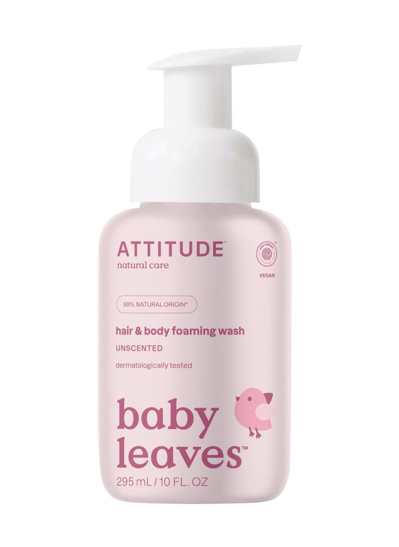 2 in 1 Hair and Body Foaming Baby Wash EWG Verified Shampoo Soap Dermatologically Tested Made with Naturally Derived Ingredients Vegan Unscented 295 mL