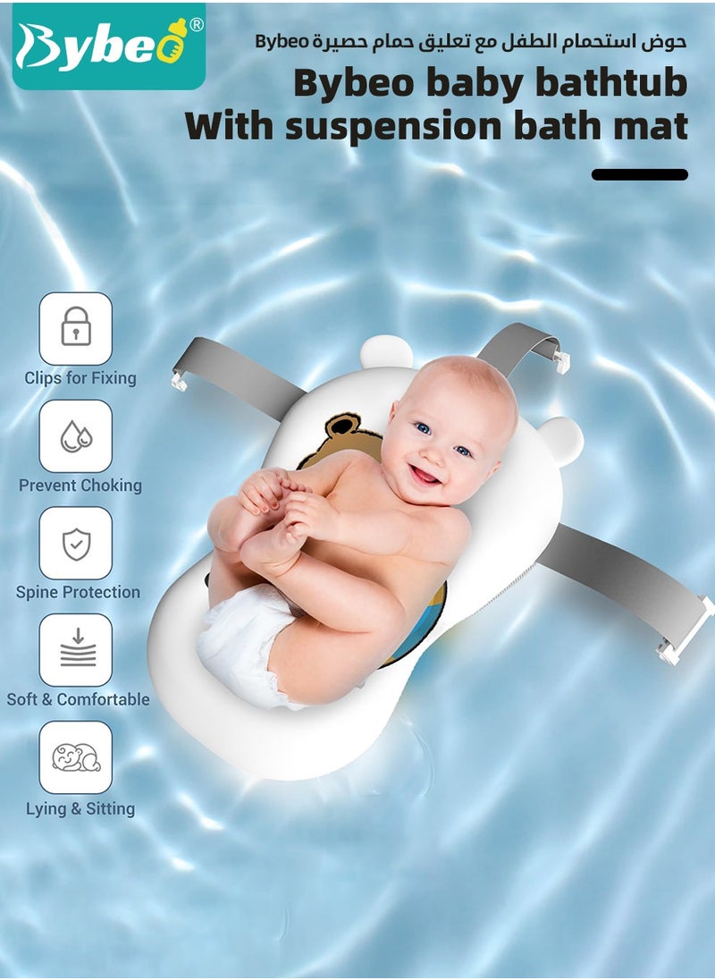 13 PCS Baby Bath Tub Foldable Bathtub With Temperature Sensing + Bathmat Cushion + Shower Cap + Washing Hair Shower Shampoo Brush *1 + Duckling toys *4 + Ocean Balls *5