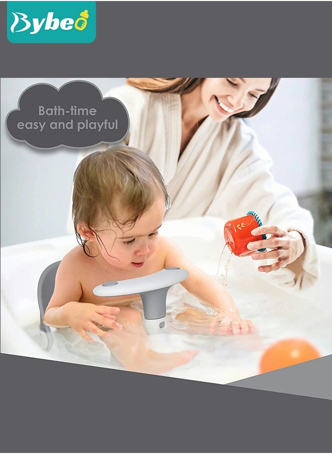 Baby Bath Seat – Infant Bathtub Portable Chair + Carry Bag – Compact and Foldable – Ultra Strong Suction Cups. Ideal Gift! (Grey)