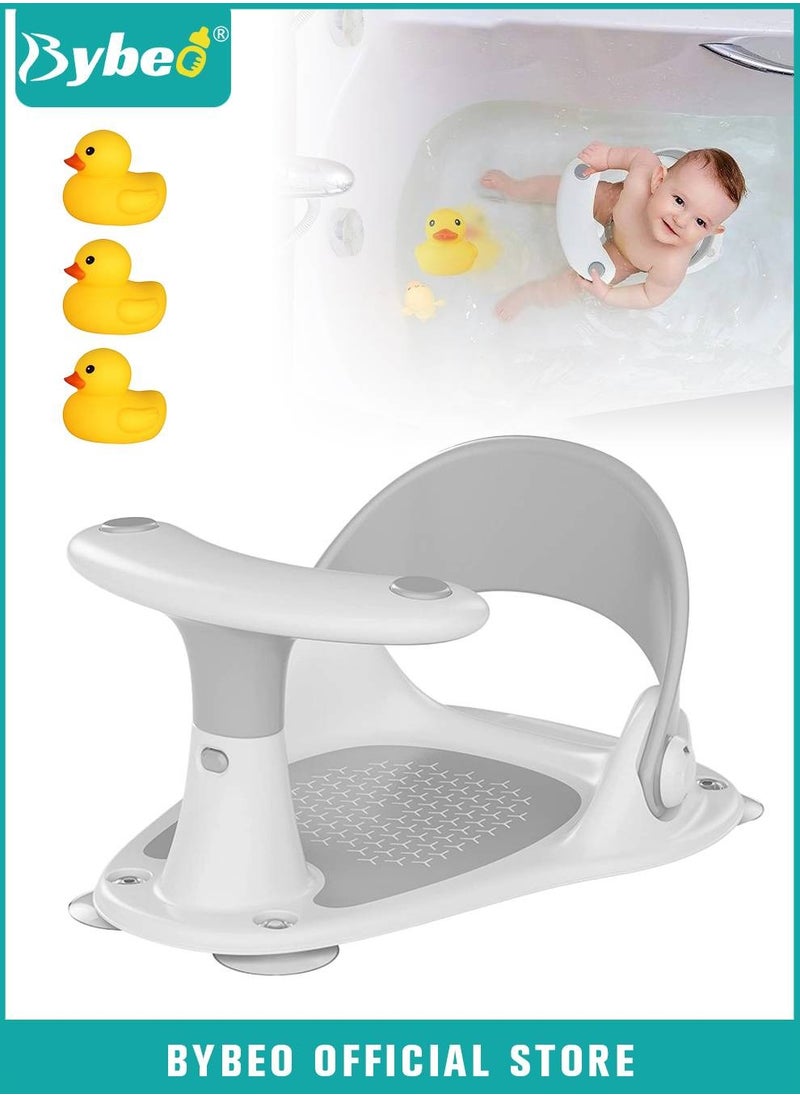 Baby Bath Seat – Infant Bathtub Portable Chair + Carry Bag – Compact and Foldable – Ultra Strong Suction Cups. Ideal Gift! (Grey)