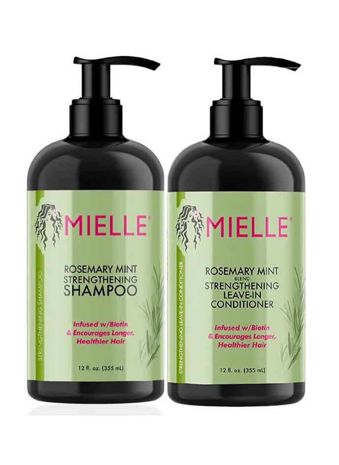 MIELLE Rosemary Mint Hair Strengthening Set - Shampoo And Conditioner 355ml 710ml