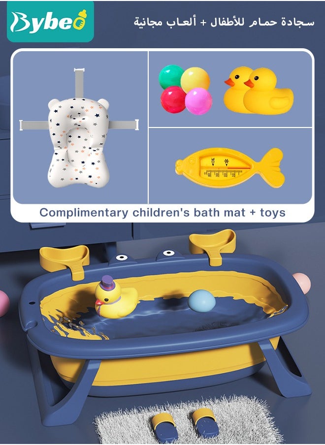 9 PCS Cute Crab Design Baby Bath Tub Foldable Bathtub + Bathmat Cushion + Temperature measurement card*1 + Duckling toys *2 + Ocean Balls *4