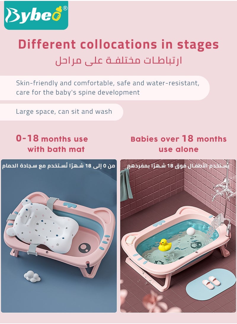 13 PCS Baby Bath Tub Foldable Bathtub + Bathmat Cushion + Shower Cap + Washing Hair Shower's Shampoo Cup *1 + Duckling toys *4 + Ocean Balls *5