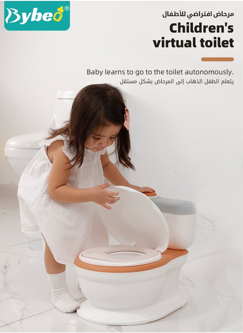 Baby Potty Training Seat, Kid Size Potty, Realistic Potty Training Toilet with Lid Back, Babies Toilets with a Brush and 100pcs Clean Bag, for Toddlers Infants Kids Boys Girls, Easy to Empty and Clean