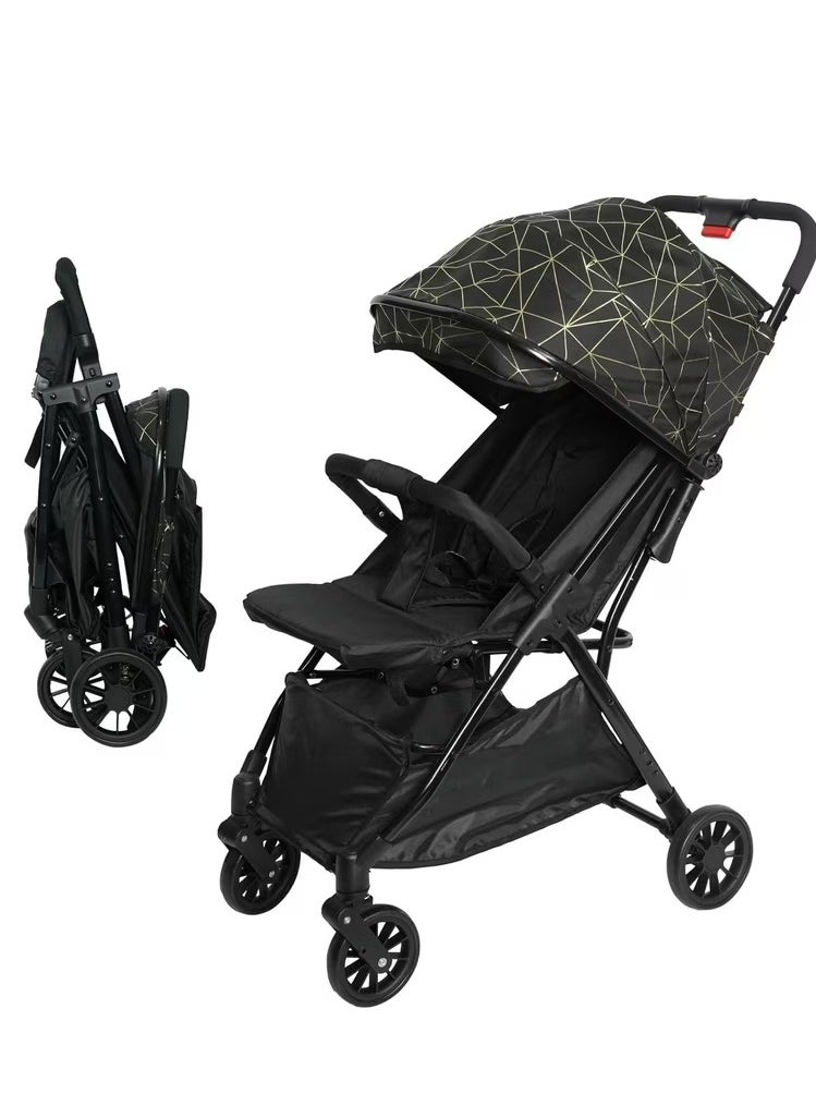 Baby Stroller Pram Easy Folding Portable -Black