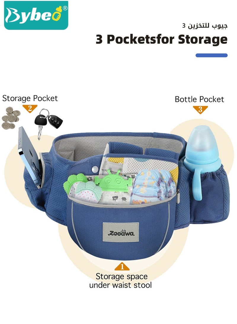 Baby Carrier, Ergonomic Infant Carriers with Hip Seat Waist Stool and Storage Box for Breastfeeding, Newborn to Toddler 1-48 Months Front and Back Baby Holder Carrier for Men Dad Mom