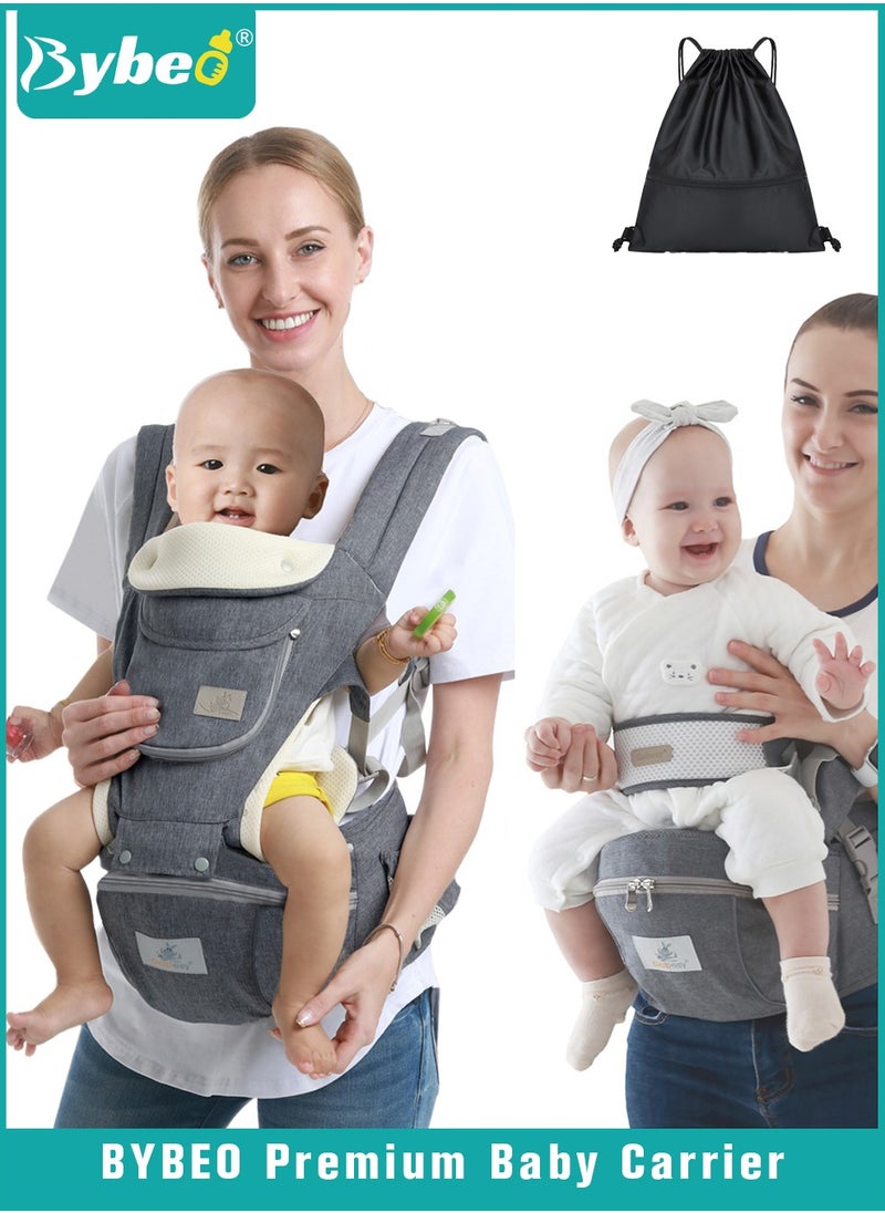 Baby Carrier with Hip Seat And Storage Bag,  Multifunctional Baby Strap Waist Carrier for Newborn to Toddler, Adjustable Baby holder, Baby Sling Carrier with Ergonomic Head Back Support