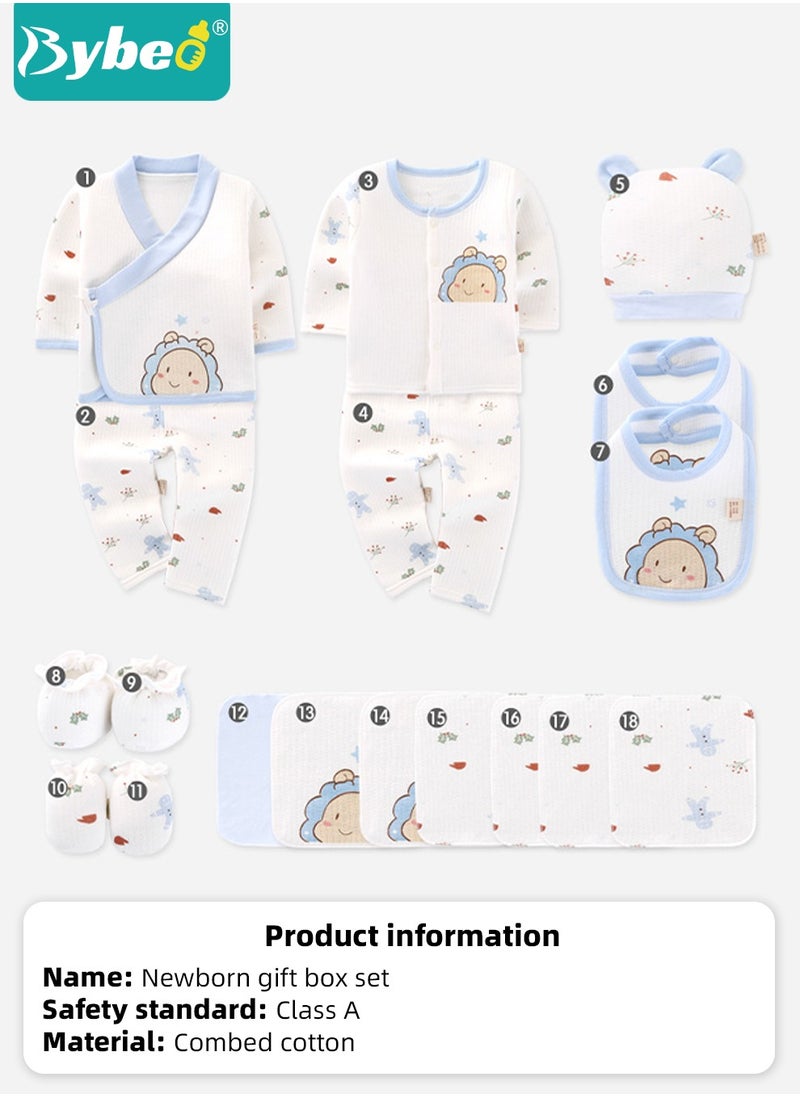 18PCS Newborn Baby Gift Set, Newborn Layette Gift Set for Boys and Girls, Babies Essential Clothes Accessories with Baby Blanket, 100% Premium Cotton,  for Spring Summer Autumn Winter Four Seasons