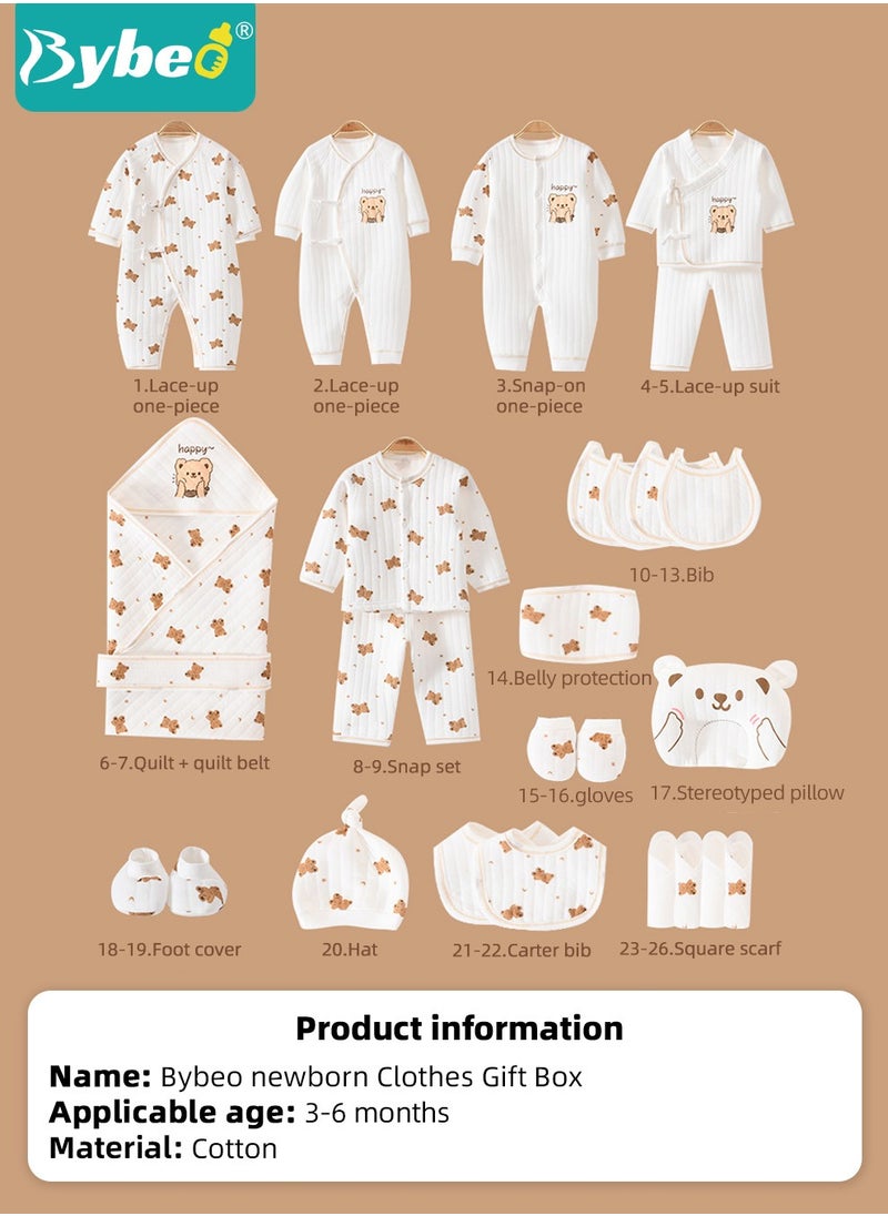 26PCS Newborn Baby Gift Set, Newborn Layette Gift Set for Boys and Girls, Babies Essential Clothes Accessories with Baby Blanket, 100% Premium Cotton, for Spring Summer Autumn Winter