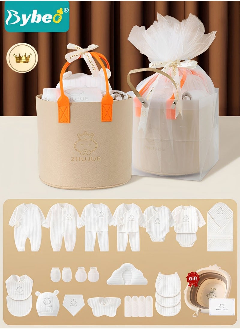 28PCS Newborn Baby Gifts Set, Newborn Layette Gift Set, Baby Clothes Accessories Set for Boys and Girls, Premium Cotton, Perfect Gift Box with Beautifully Gift Box for Spring Summer Autumn Winter